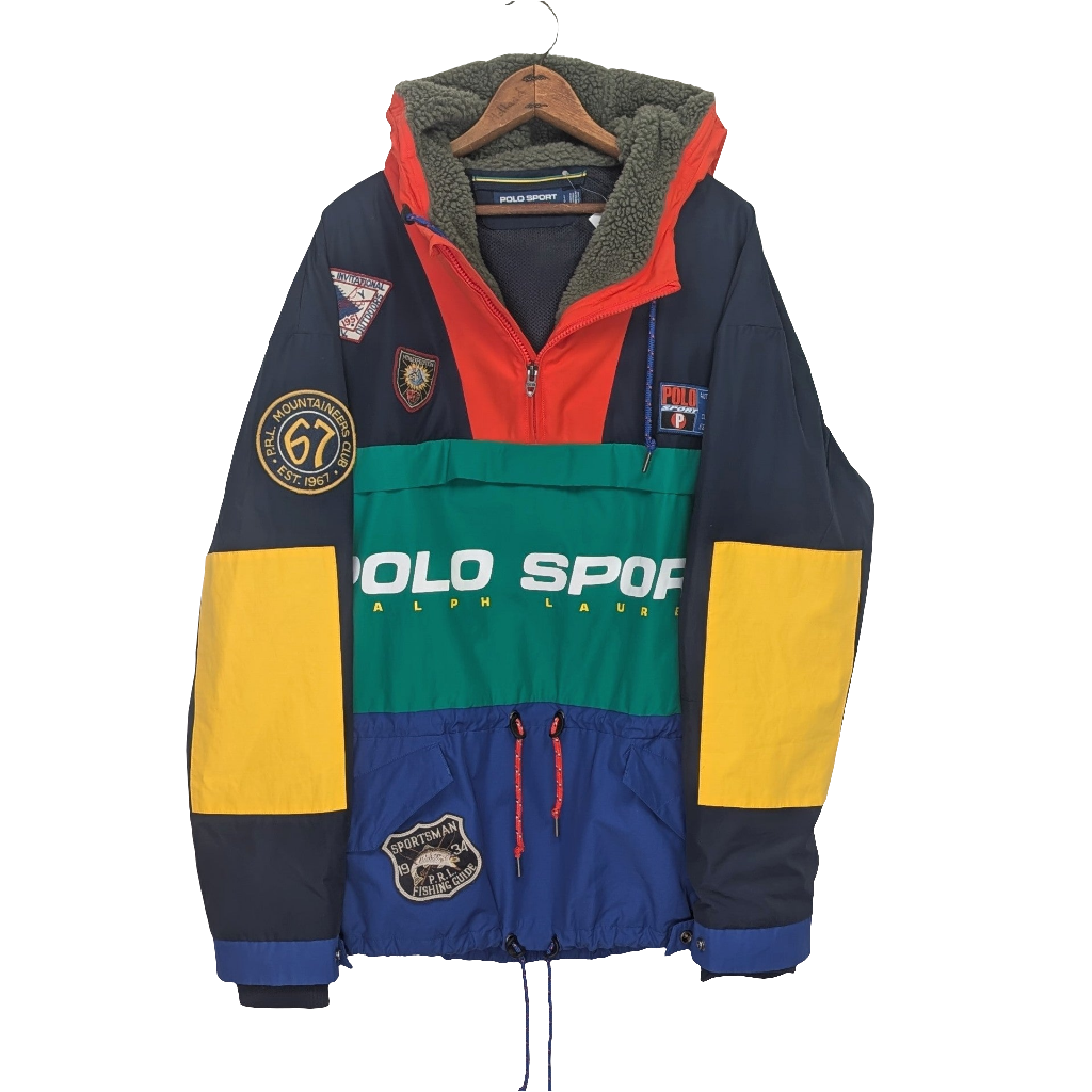 Polo Sport multi colour pull over jacket orange green and blue