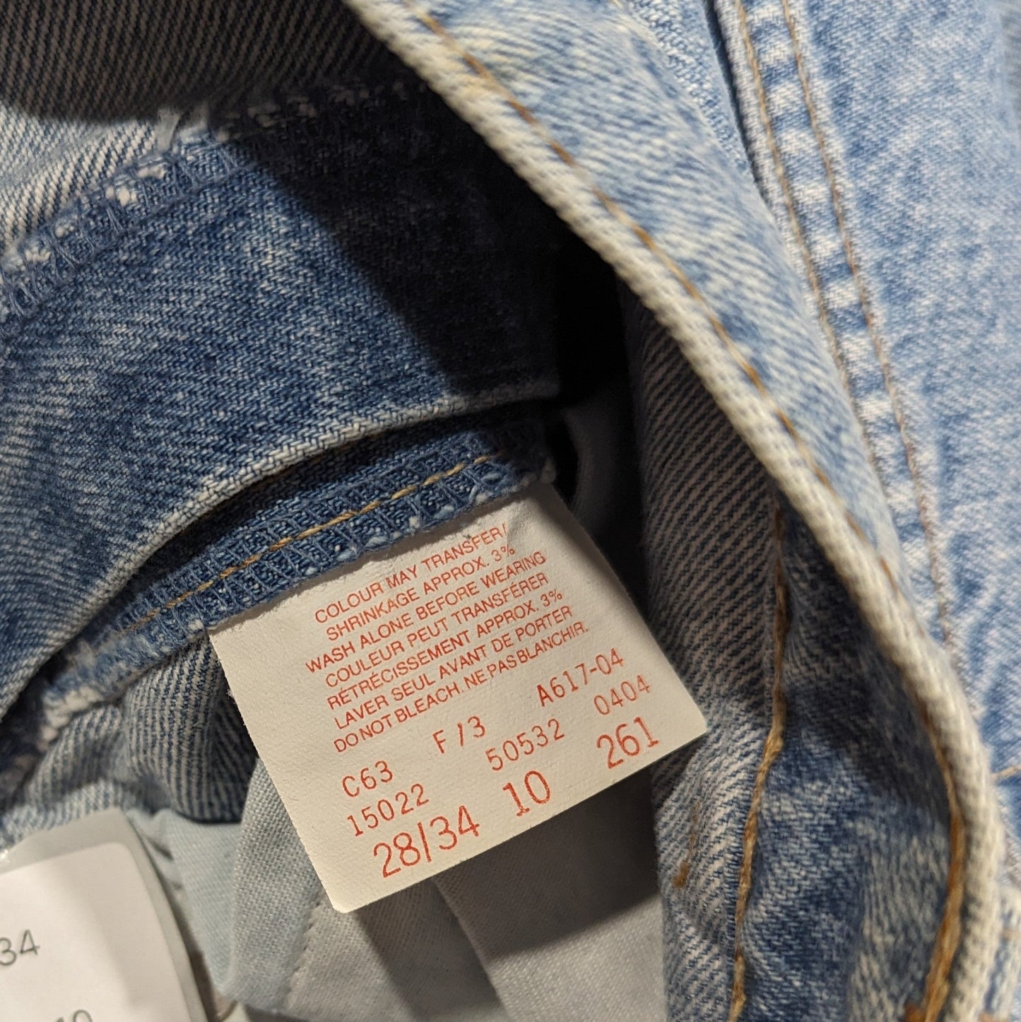 Levis jeans 532 vintage deadstock genuine leather made in Canada