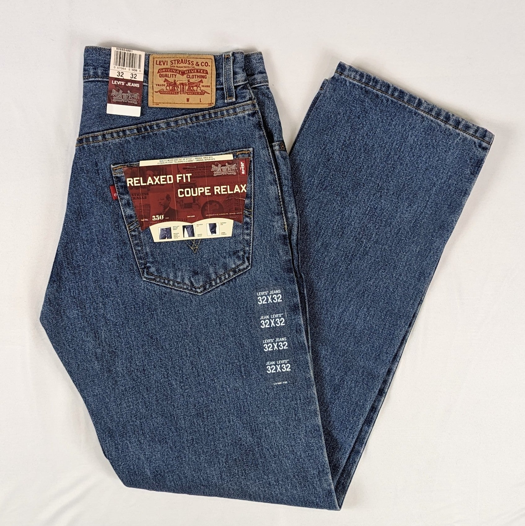 Levis 550 Relaxed fit burgundy label 2000s made in Mexico L N F