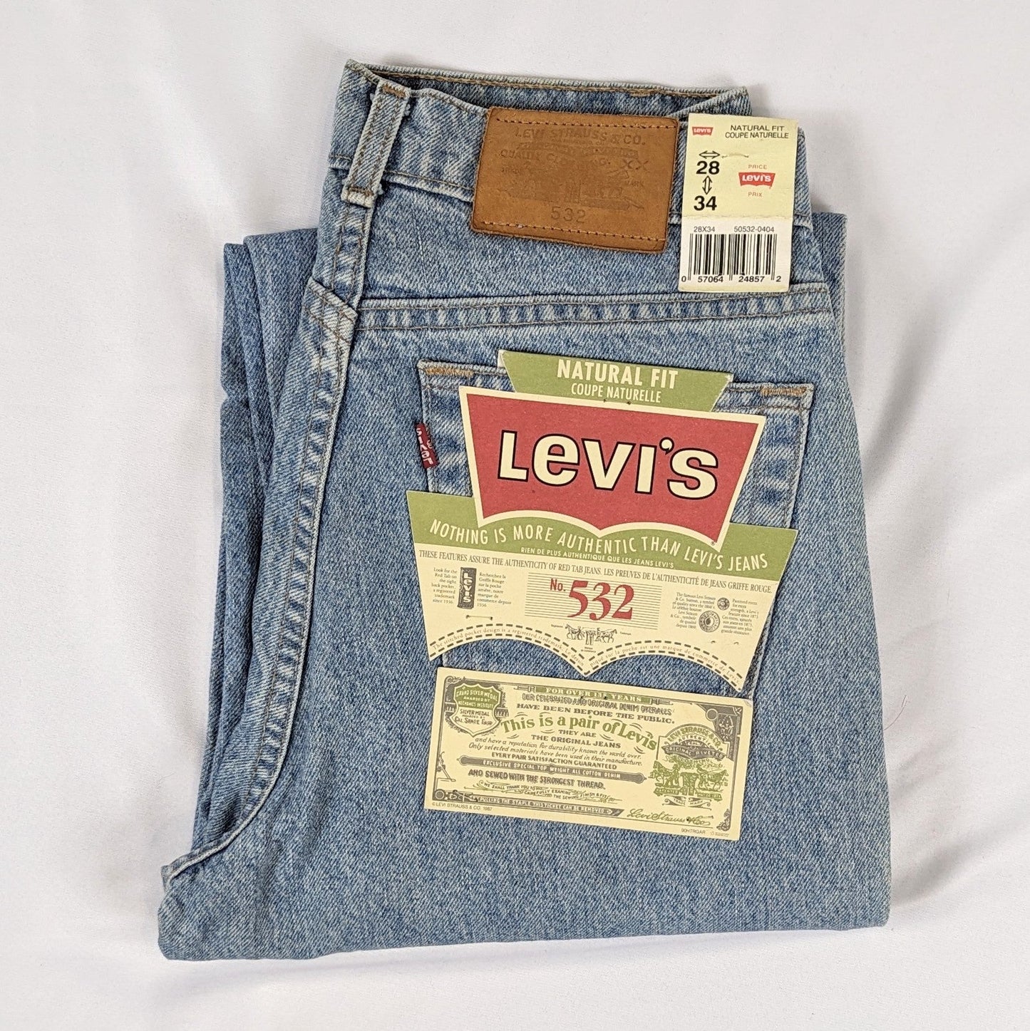Levis jeans 532 vintage deadstock genuine leather made in Canada