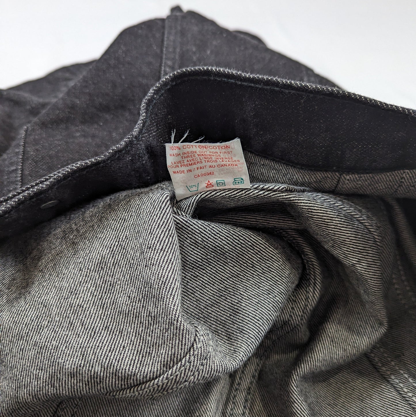 Levis jean jacket deadstock vintage jean jacket black denim made in Canada